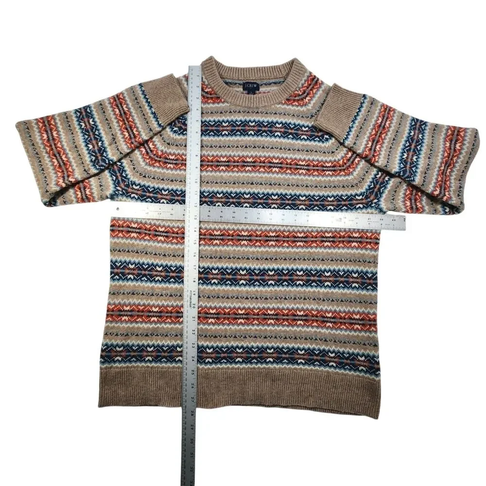 J. Crew Lambs Wool Blend Sweater Men's Large Fair Isle Crewneck Preppy Classic